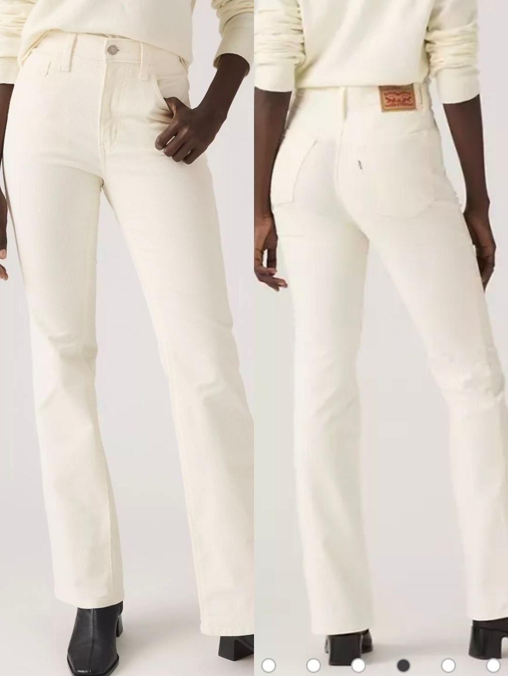 Levi's 725 High Rise Bootcut Corduroy Cream Jeans 28 NWT